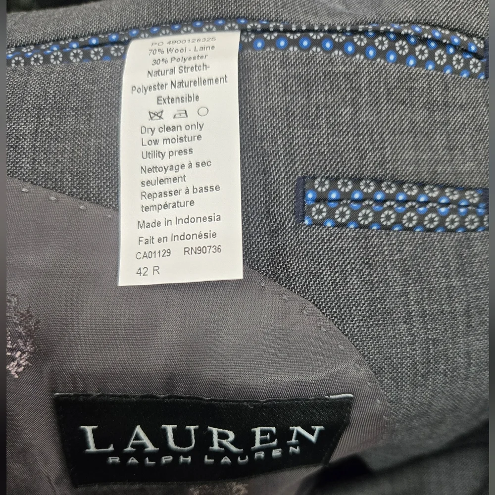 Lauren Ralph Lauren Men's Size 42R Gray Wool-Blend Blazer Jacket New